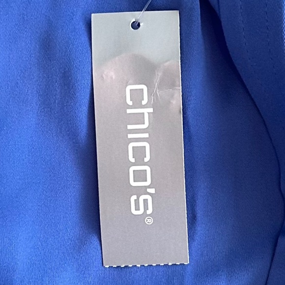 Chico's Sandwash Satin Solid Split Sleeve Shirt Blue Size 3 (US Size 16/… - Picture 9 of 13